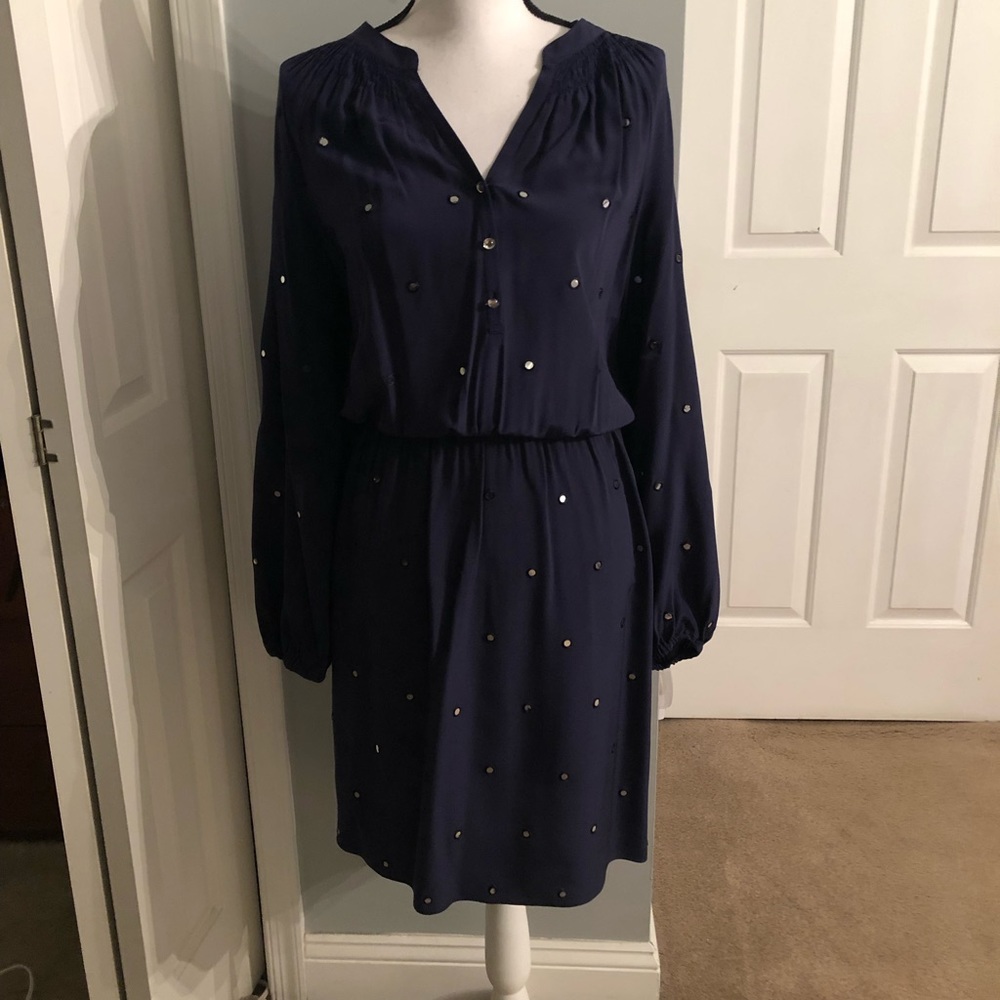 Navy Blue Long Sleeve Dress